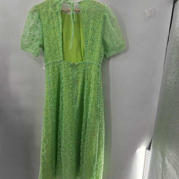 Free People x Greylin Bright Green Suki Embroidered Overlay Midi Dress Small - Picture 3 of 16